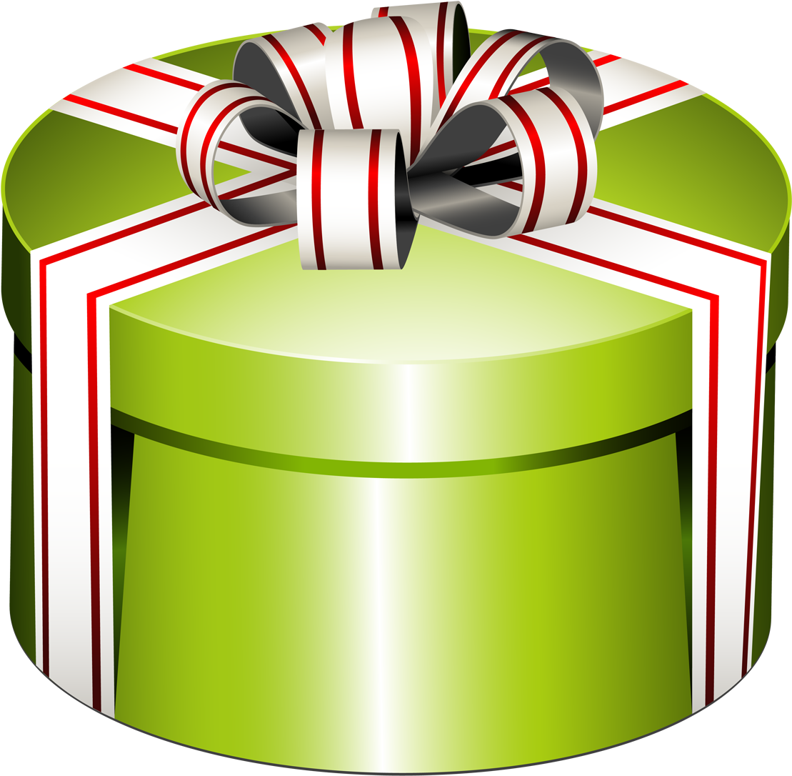 Green Round Present Box With Bow Png Clipartu200b Gallery - Round Gift Box Clipart Transparent Png (1200x1136), Png Download