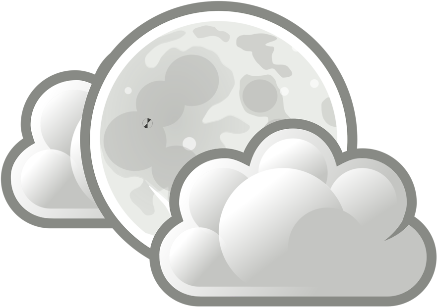 Free Stock Photo - Full Moon With Clouds Drawings Clipart (958x958), Png Download