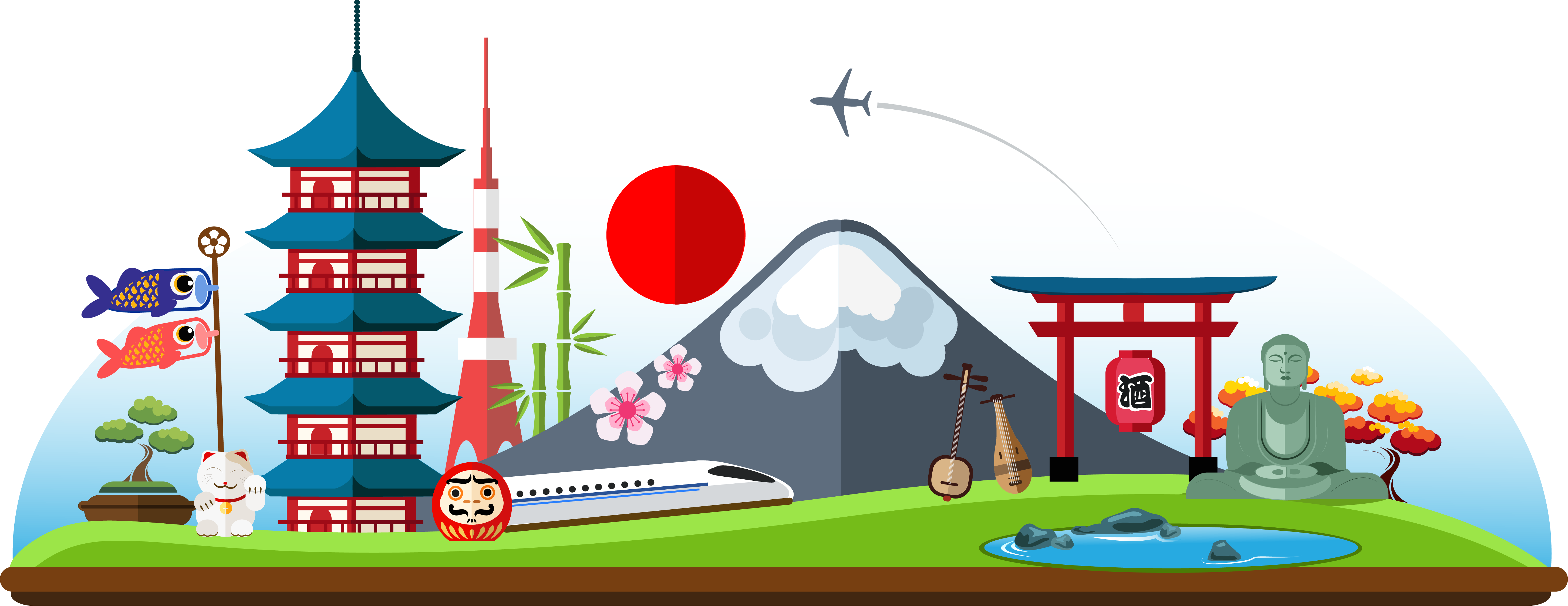 Japan Clipart Architecture Japanese - Japan Landmarks Clipart - Png Download (5807x2244), Png Download