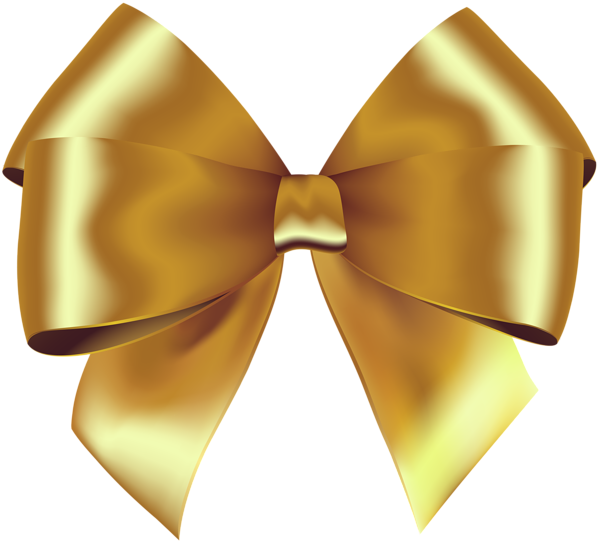 Gold Bow Png Image - Gold Silk Christmas Bow Png Clipart (600x545), Png Download