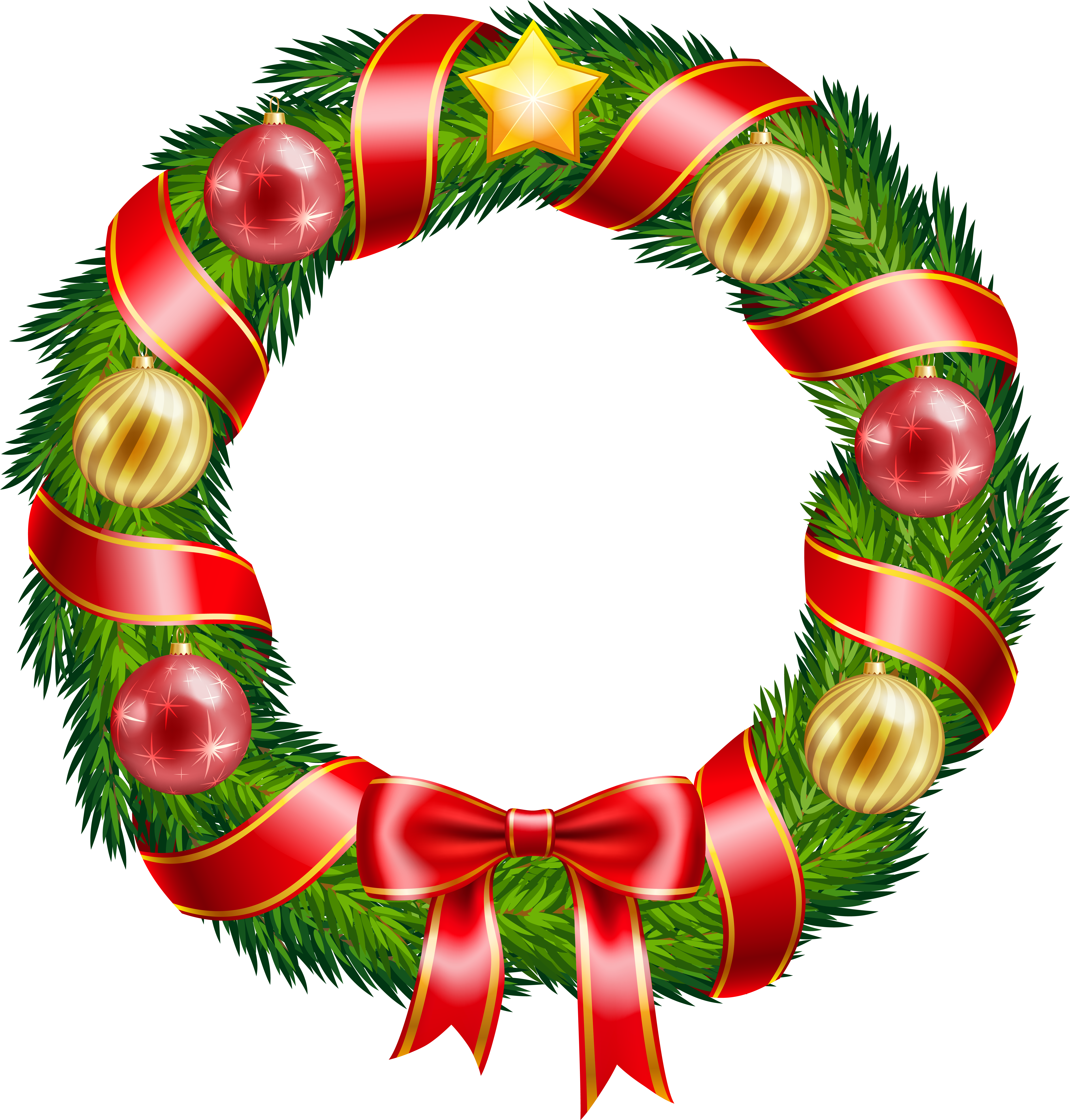 Christmas Tree Clipart Wreath - Christmas Wreath Images Clip Art - Png Download (6058x6342), Png Download