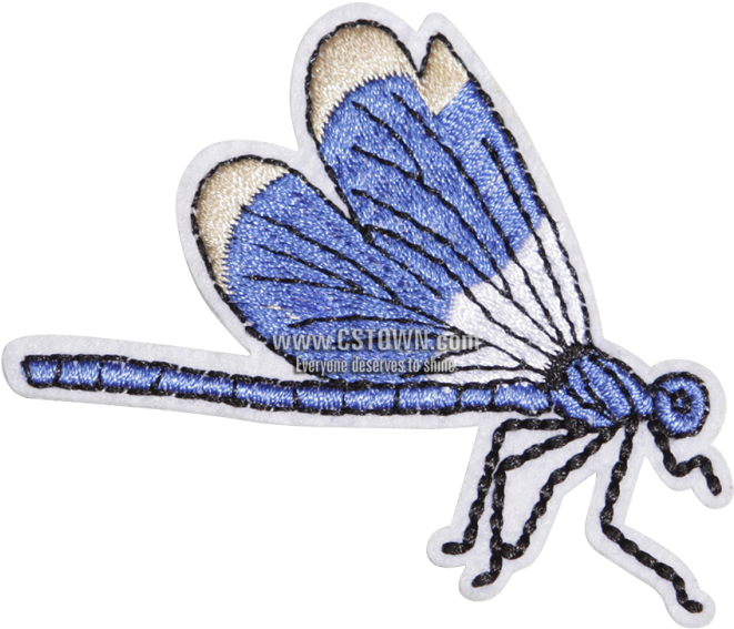 Custom Blue Dragonfly Embroidery Patch Clipart (661x567), Png Download
