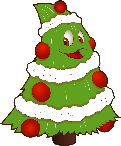 Transparent Funny Small Christmas Tree Png Clipart - Cartoon Happy Christmas Tree (526x621), Png Download