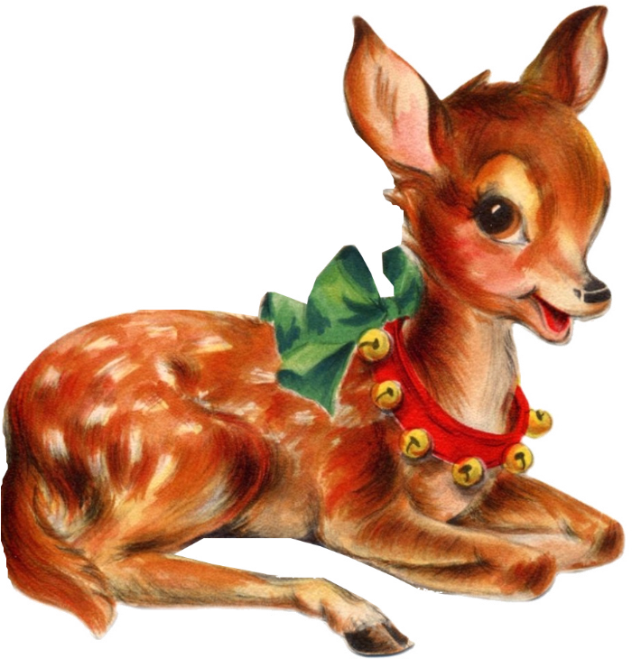 Vintage Christmas Png - Bambi And Thumper Christmas Clipart (713x768), Png Download