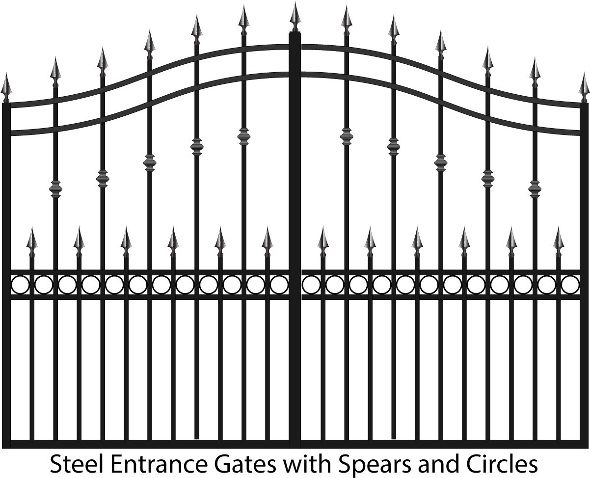 Steel Estate Gates With Spears - Brama Wjazdowa Dwuskrzydłowa 4m Clipart (1744x1090), Png Download