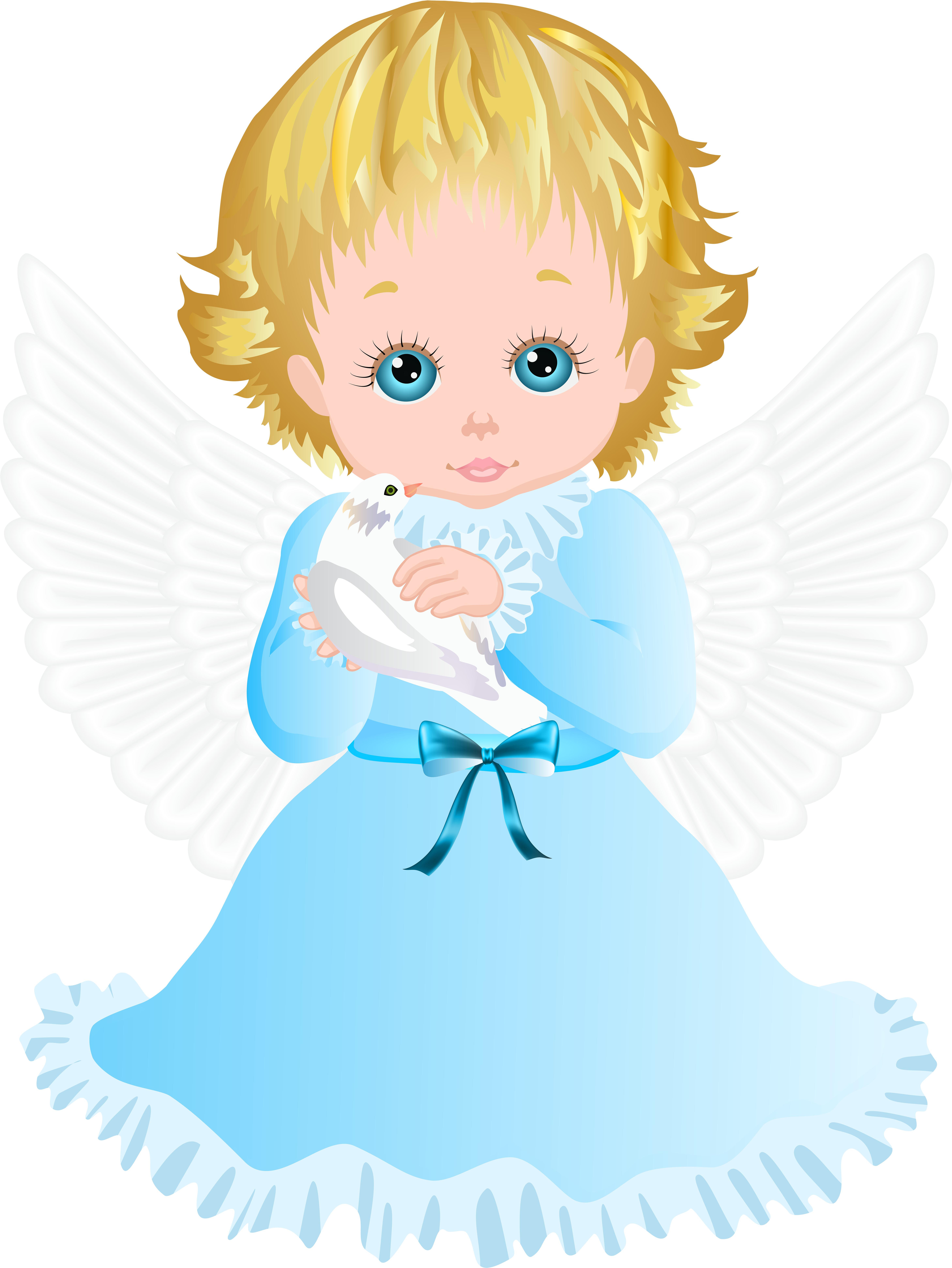 Cute Angel With White Dove Transparent Png Clip Art (6124x8000), Png Download
