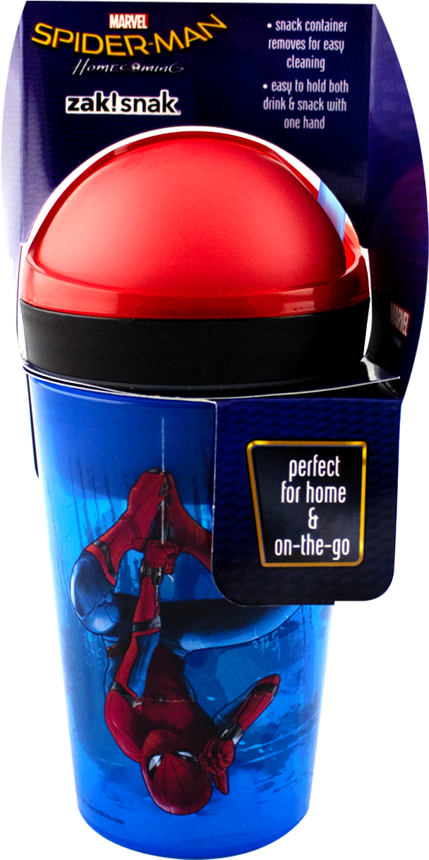 Spiderman Homecoming Zak Snak Tumbler Clipart (737x1371), Png Download