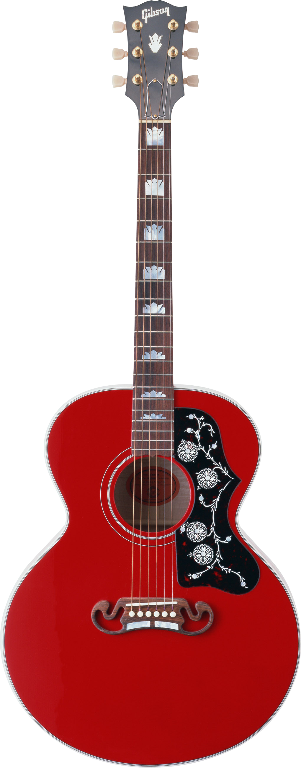 Red Acoustic - Red Color Guitar Png Clipart (1020x2601), Png Download