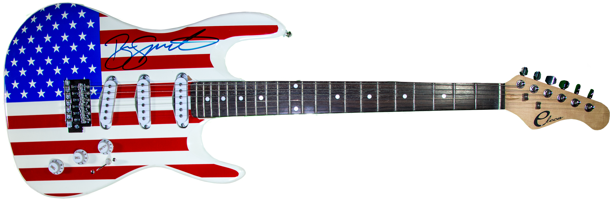 American Flag Electric Guitar Signed By Bruce Springsteen - Bruce Springsteen American Guitar Clipart (2189x718), Png Download
