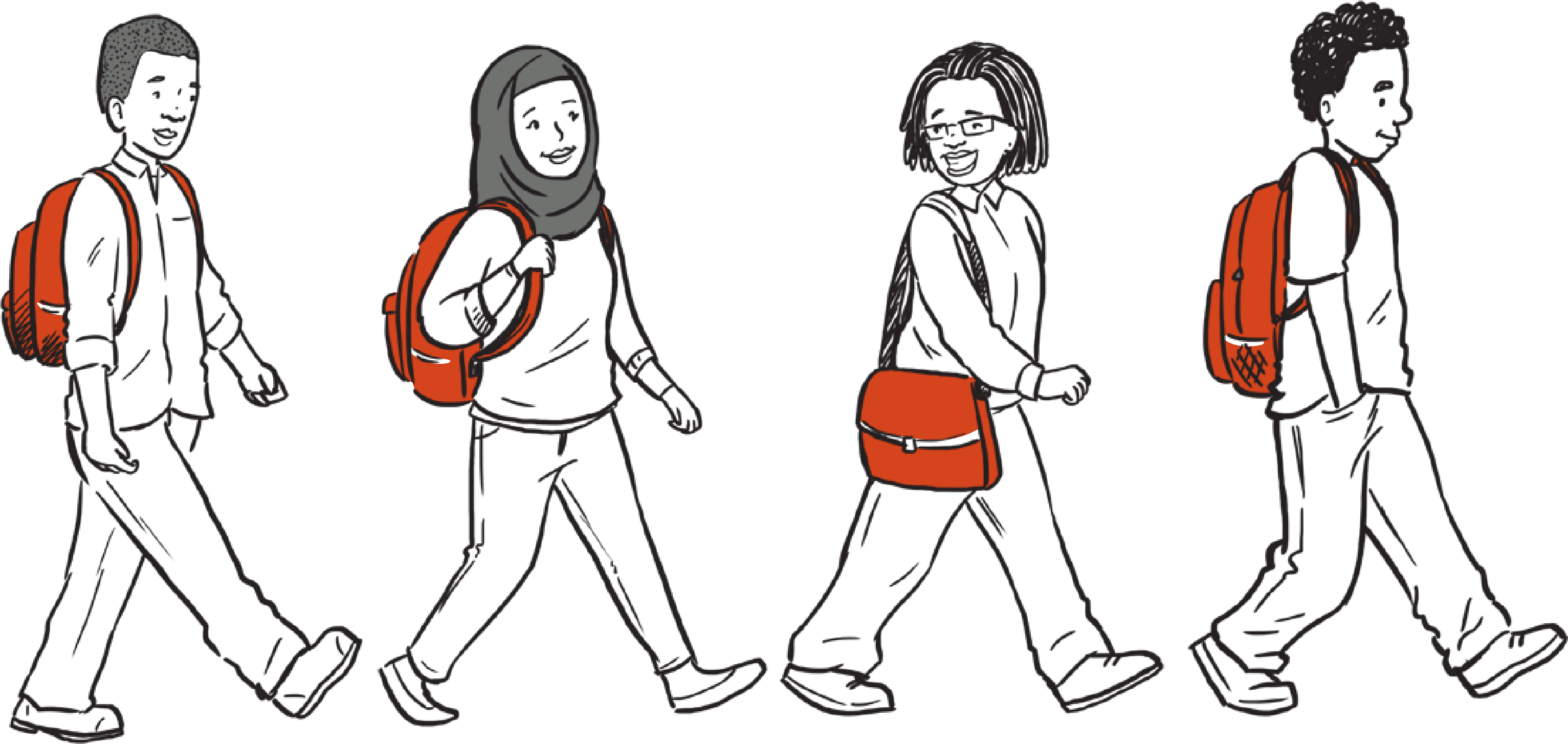10 Students Walking To School - Students Walking To School Clipart (3333x2222), Png Download