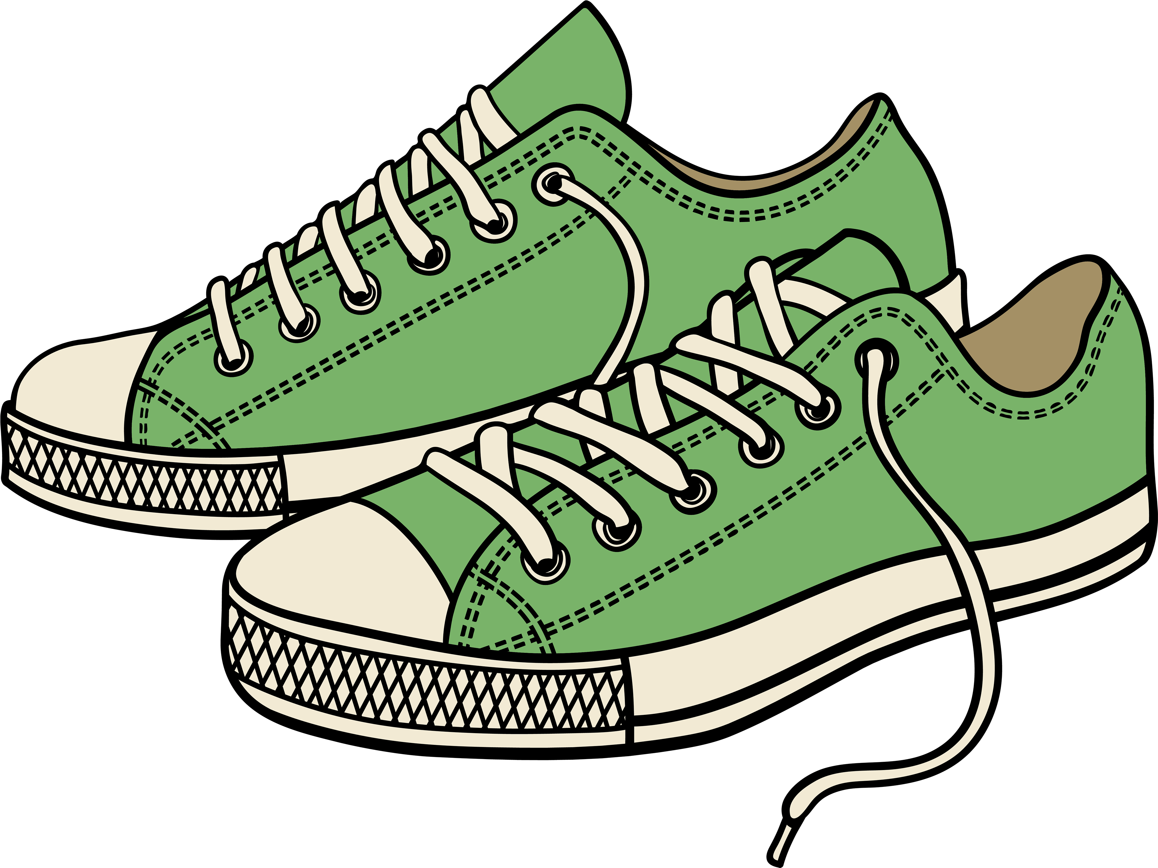 Green Sneakers Png Clipart - Cartoon Pair Of Shoes Transparent Png (4000x3010), Png Download