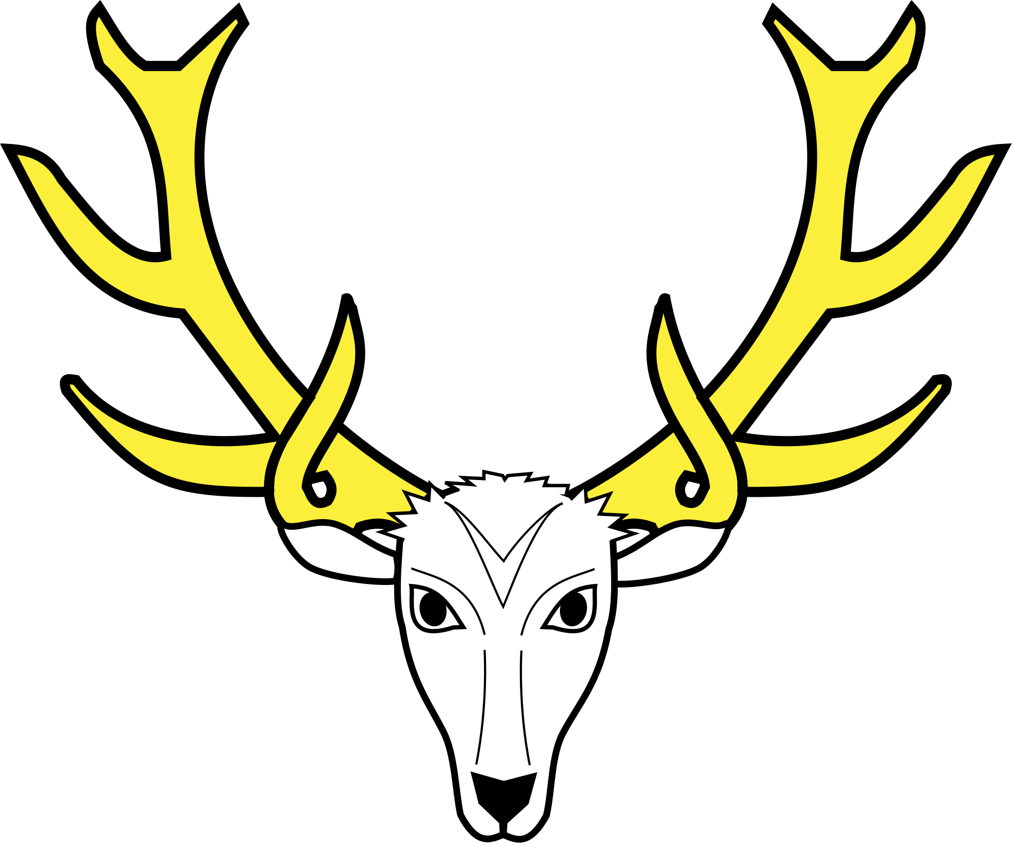 Drawn Antler Heraldic - Coat Of Arms Deer Head Clipart (2000x1669), Png Download