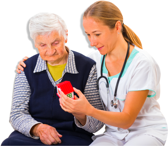 Nurse Comforting The Old Woman - Senior Citizen Clipart (650x550), Png Download