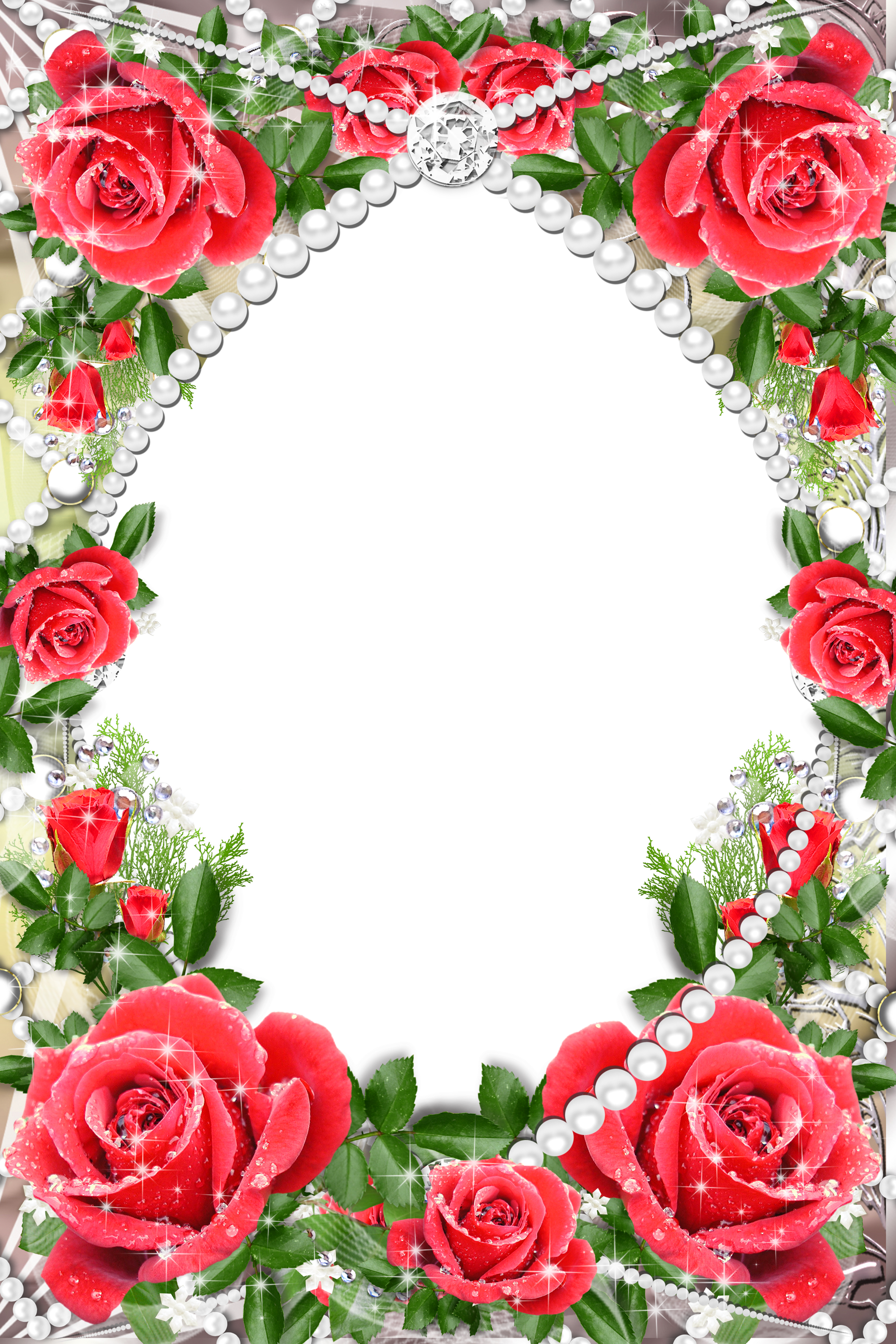 Red Rose Borders And Frames Png Clipart (2362x3543), Png Download