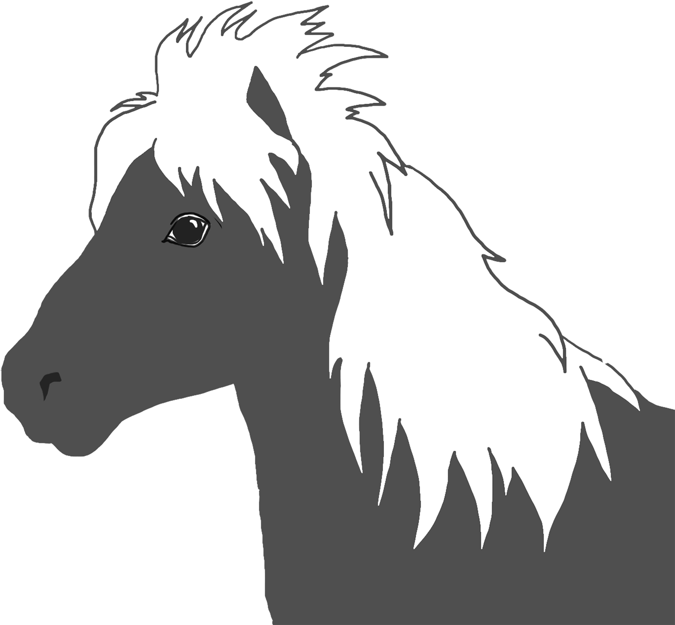 Horse Head Silhouette White Mane Horse Silhouette, - Horse Clipart (1417x1352), Png Download