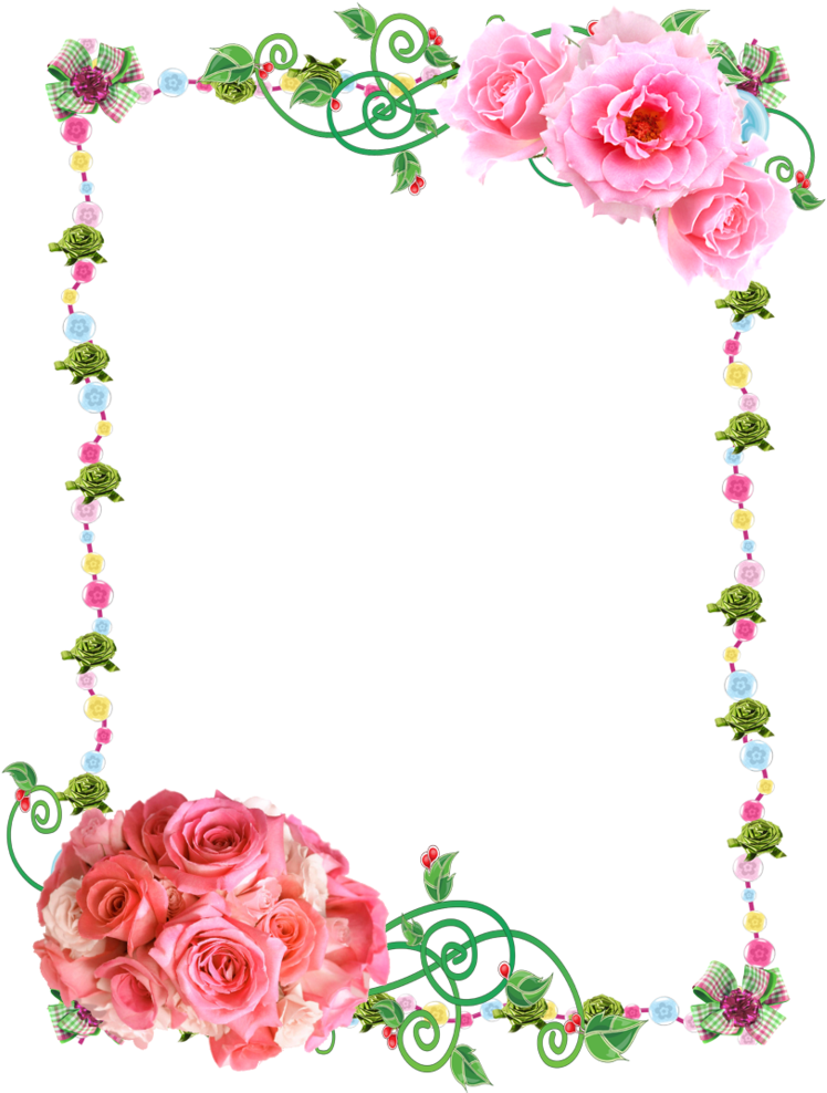 Free Frames Png - Rose Flower Border Png Clipart (786x1017), Png Download