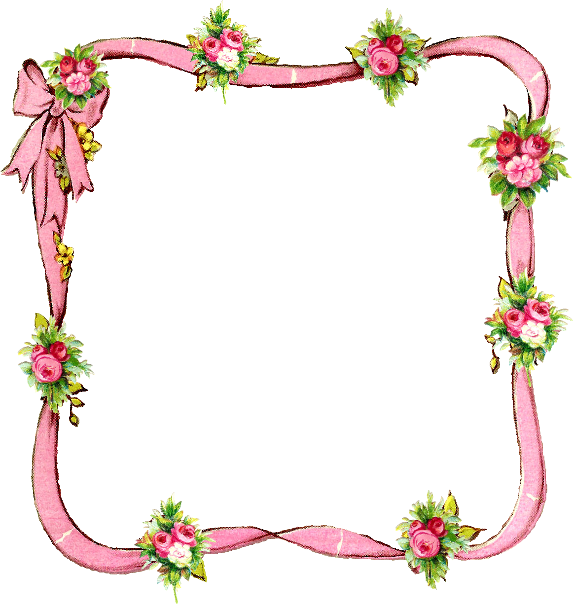 The Pretty Pink Ribbon Digital Designs Beautifully - Flower Border Designs For School Projects Clipart (1323x1323), Png Download