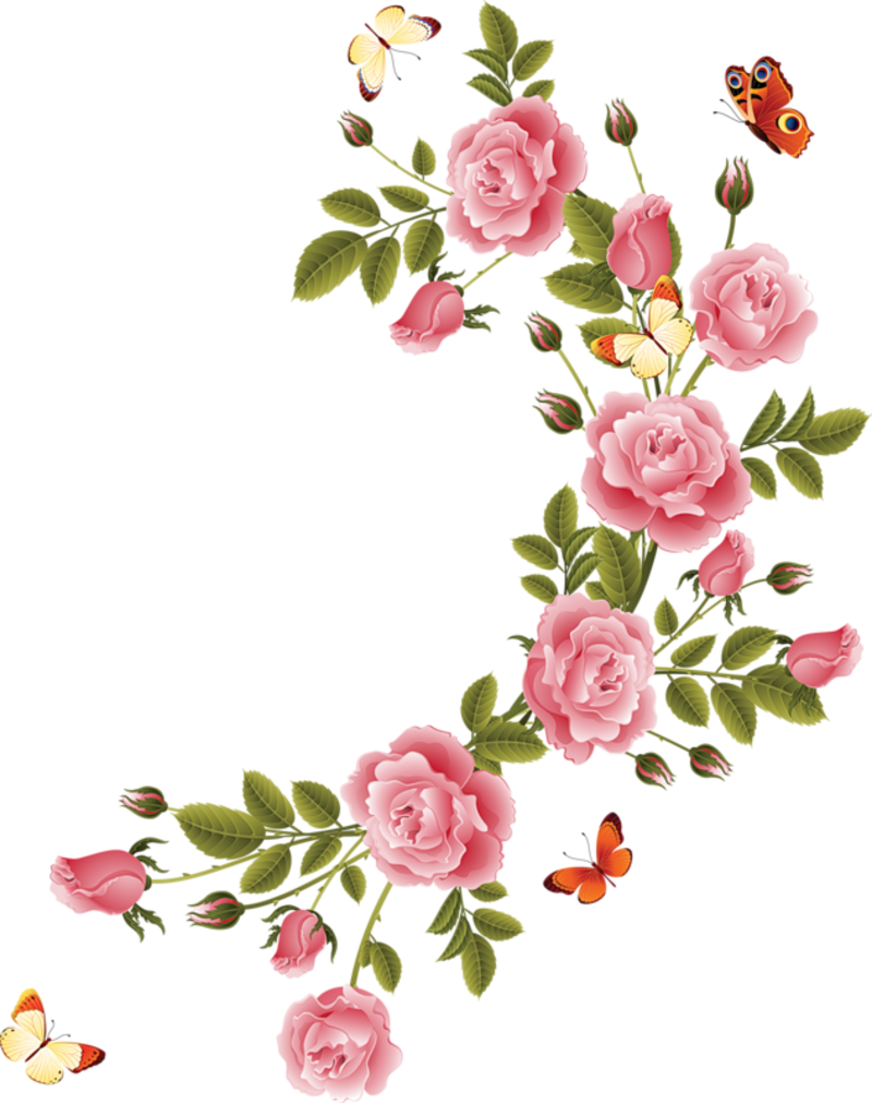 Romantic Pink Flower Border Png File - Flower Png Border Clipart (800x1011), Png Download