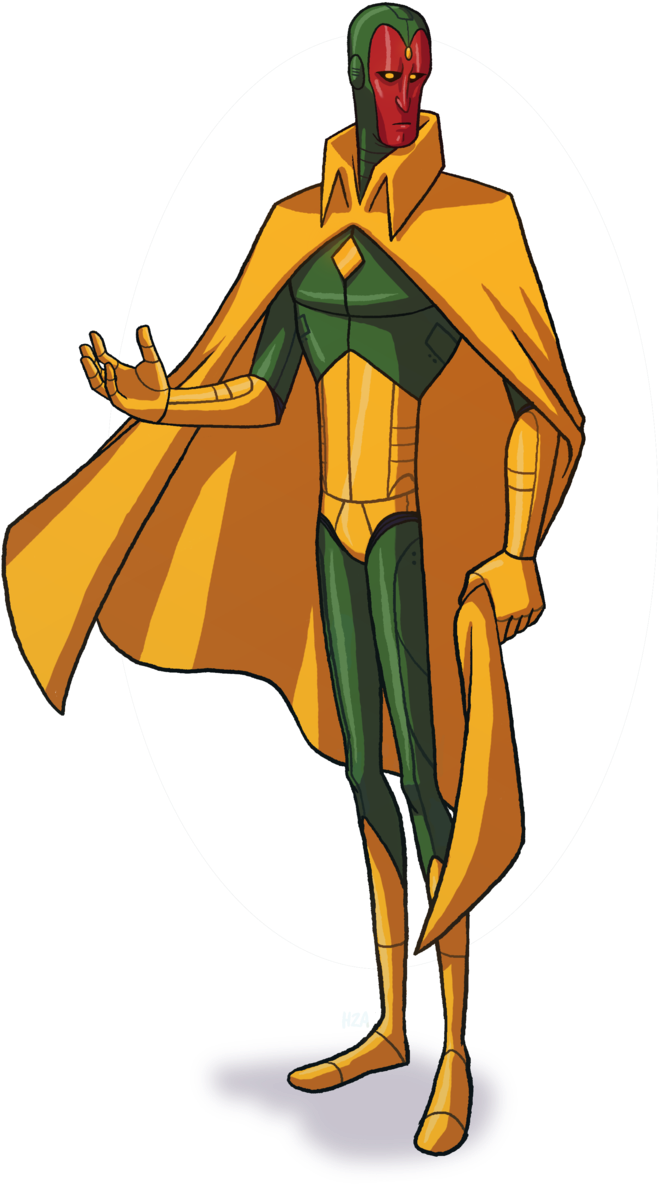 Vision Marvel By H2a Scarlet Witch, Avengers, Superhero, - Vision Marvel Cartoon Png Hd Clipart (659x1184), Png Download