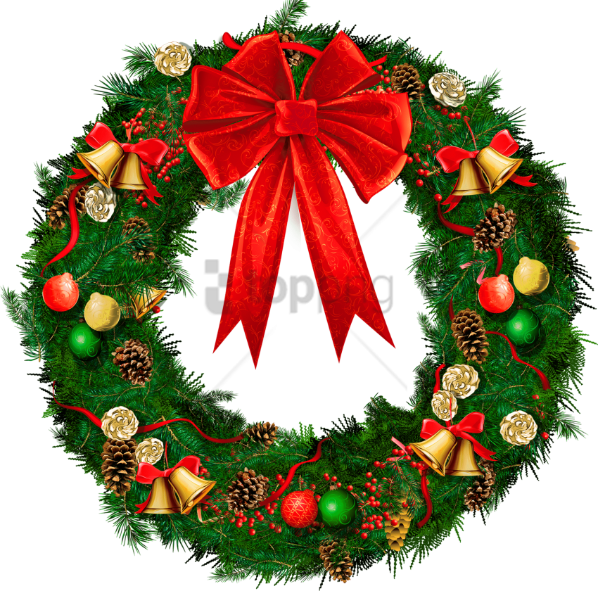 Free Png Decoration On Christmas In School Png Image - Christmas Wreath Transparent Clipart (850x840), Png Download