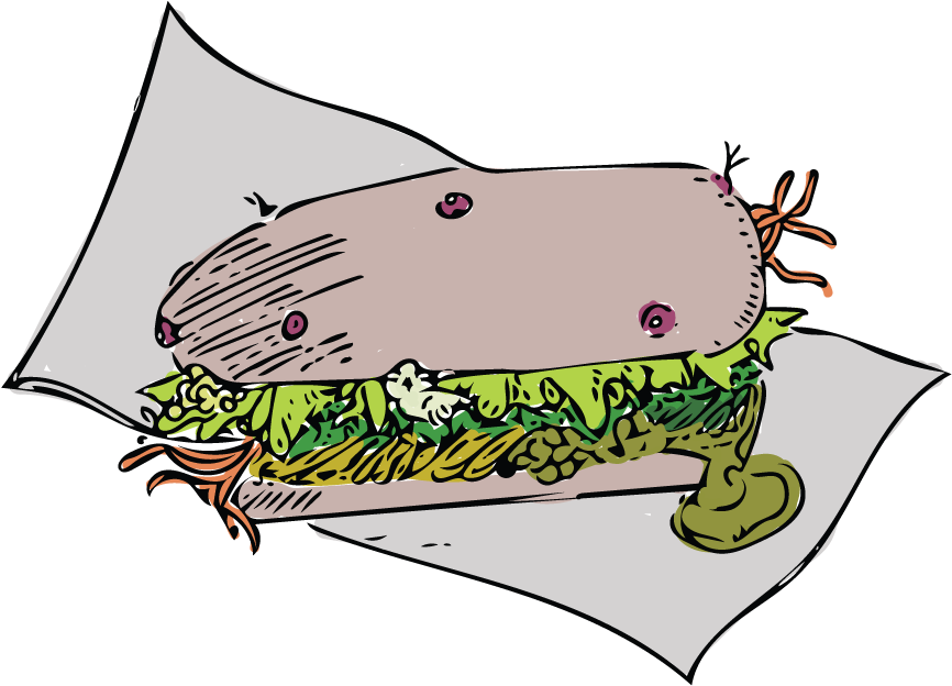 Daily Tar Hell - Gross Cartoon Sandwich Clipart (879x628), Png Download