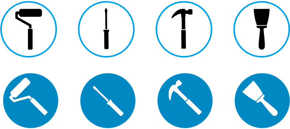 Tools Repair Icons Hammer Roller Screwdriver - Circle Clipart (960x480), Png Download