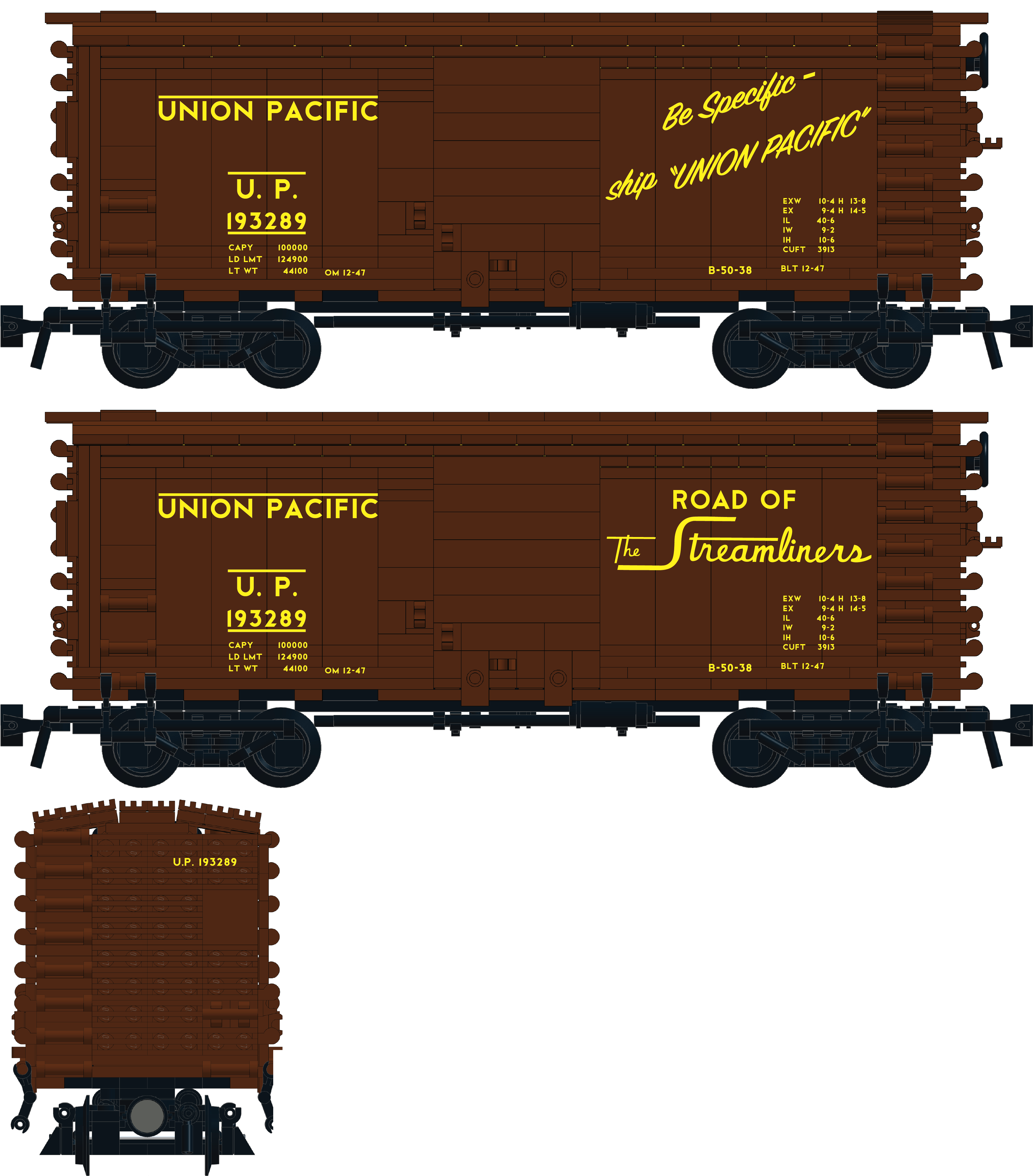 Union Pacific “ - Union Pacific 40ft Boxcar Clipart (3452x3931), Png Download