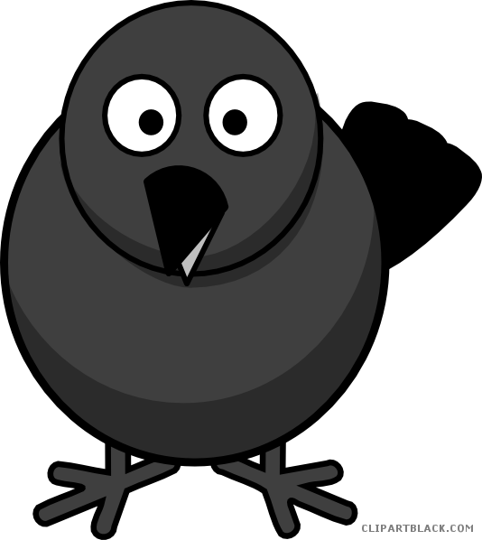 Black And White Crow Animal Free Black White Clipart - Turkey Cartoons Thanksgiving - Png Download (534x598), Png Download