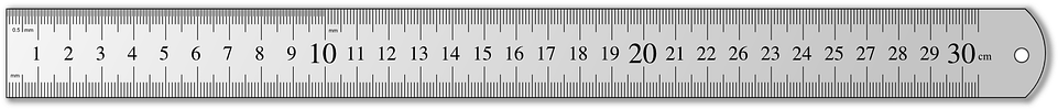 Ruler Measure Length Meter Cm Centimeter Office - Meter Scale Clipart Black And White - Png Download (960x480), Png Download