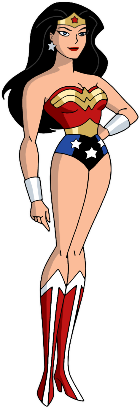 Because The Rights To The Character Were Tied Up In - Justice League 2001 Wonder Woman Clipart (566x1411), Png Download