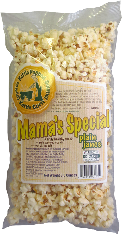 Mama's Special Organic Plain Janes - Kettle Corn Clipart (500x944), Png Download