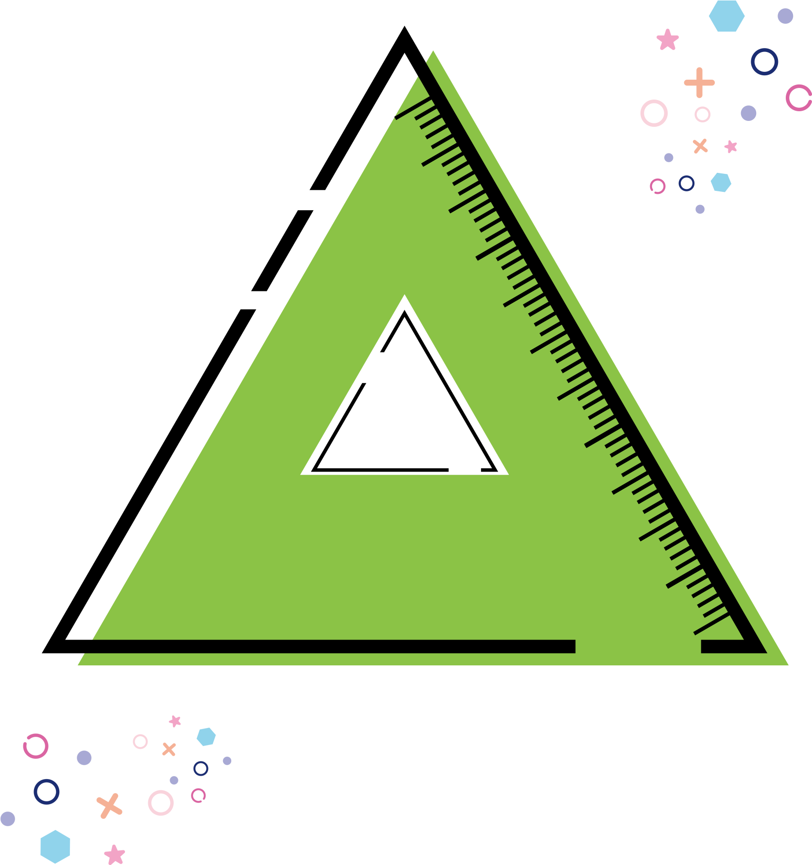 Cartoon Colored Hand Drawn Vector Png And Image - Triangle Clipart (2000x2000), Png Download