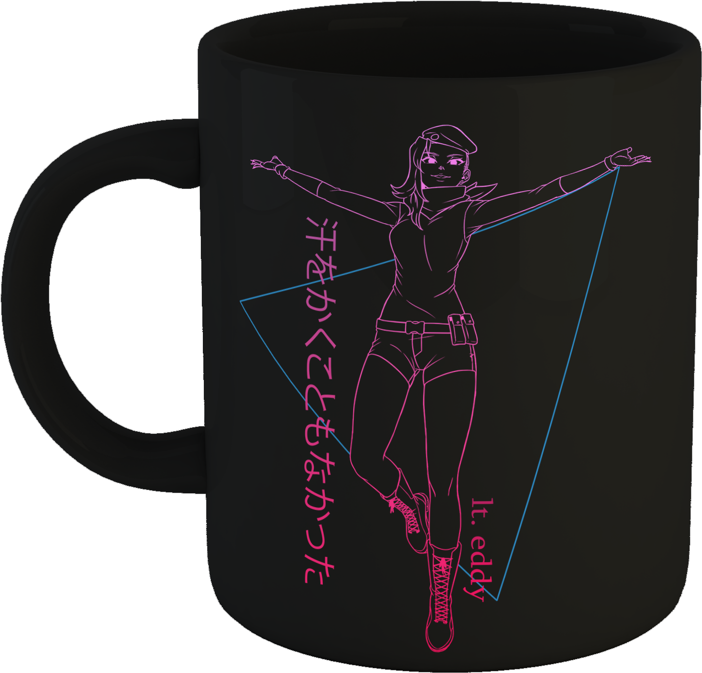 Japanese Vaporwave Black Mug - Mug Clipart (3000x2100), Png Download