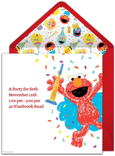 Elmo Scribble Online Invitation Clipart (650x650), Png Download