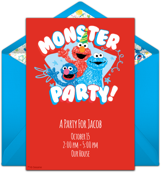 Sesame Street Scribble Online Invitation - Sesame Street Clipart (650x650), Png Download