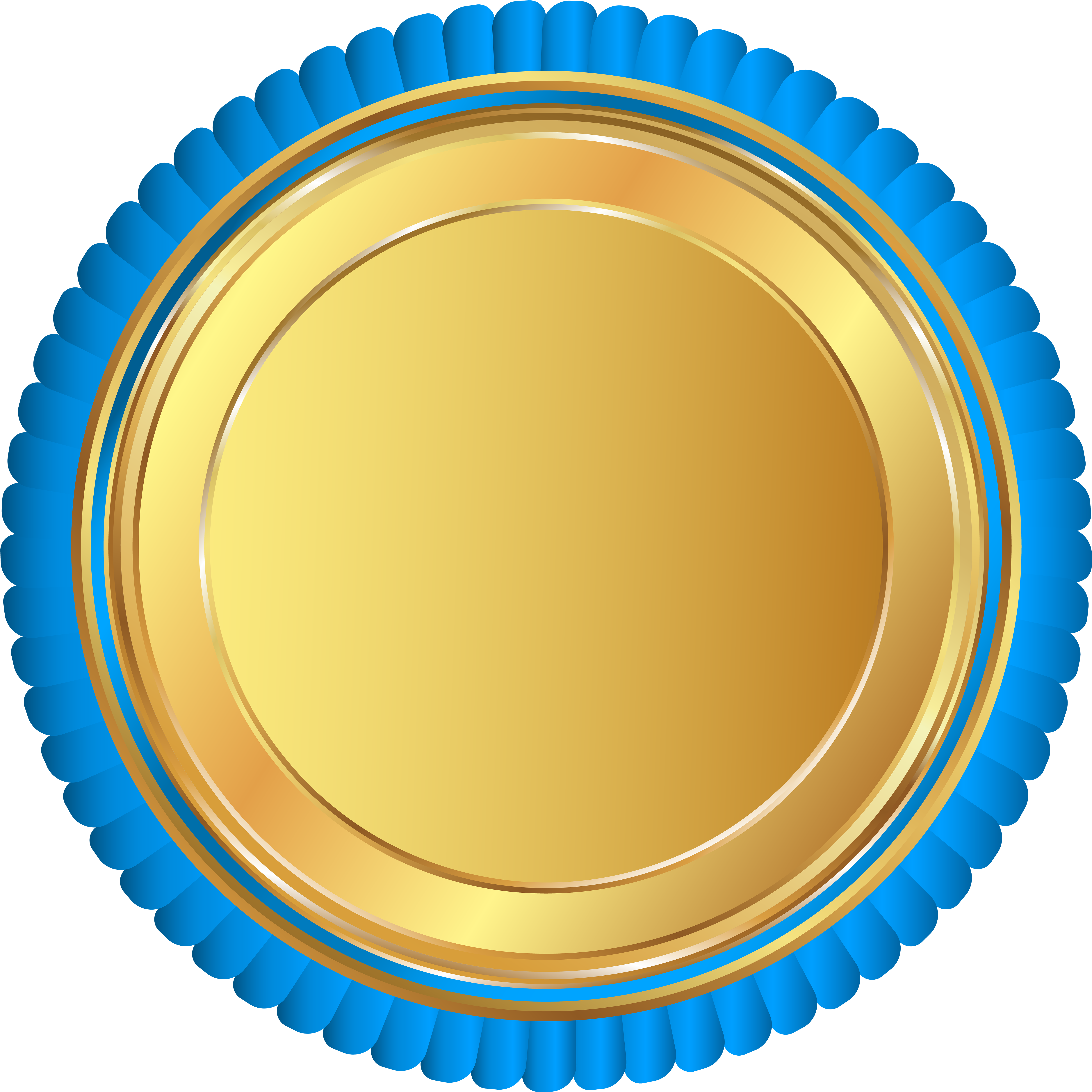 Gold Blue Seal Badge Png Clip Art Image - Gold Badge Vector Png Transparent Png (6000x5999), Png Download