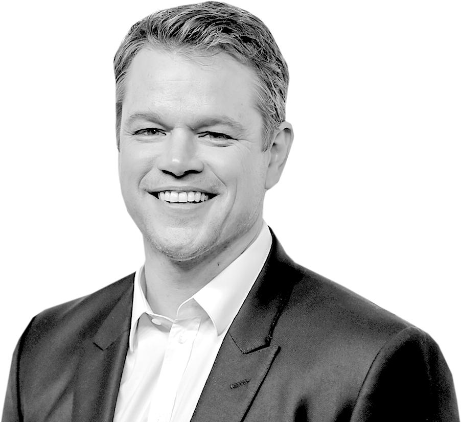 Matt Damon Black And White Clipart (1093x873), Png Download