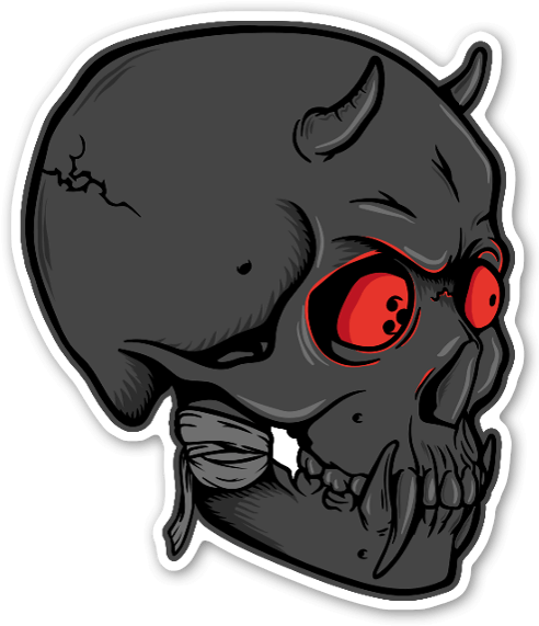 Calavera Demonio Perfil Pegatina - Calavera Perfil Png Clipart (524x600), Png Download