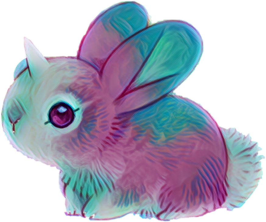 #bunny #easter #horn #ear #fluffy#tail #pink #blue - Bunny With Horn Clipart (1024x1024), Png Download