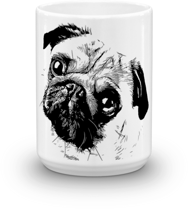 Pug Duotone Comic Black 15oz Mug - Pug Clipart (725x805), Png Download