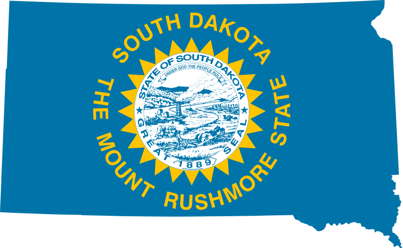 South Dakota Fanning - South Dakota Flag Map Clipart (800x492), Png Download