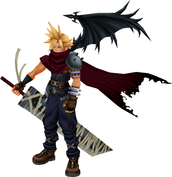 The Demon Like Design Of Cloud Is Read Eh For Some - Cloud Kingdom Hearts 1 Design Clipart (708x707), Png Download