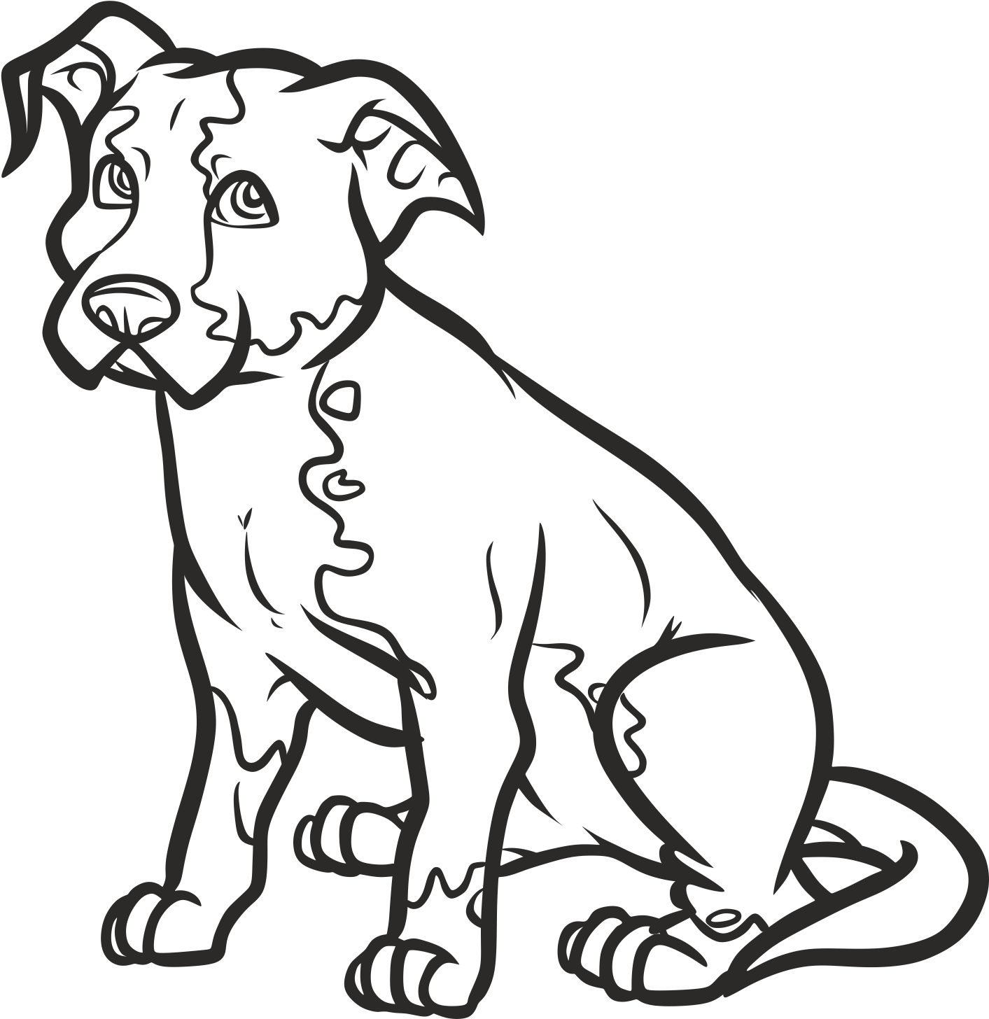 Pet Sitting Pit - Sitting Dog Coloring Pages Clipart (1500x1516), Png Download