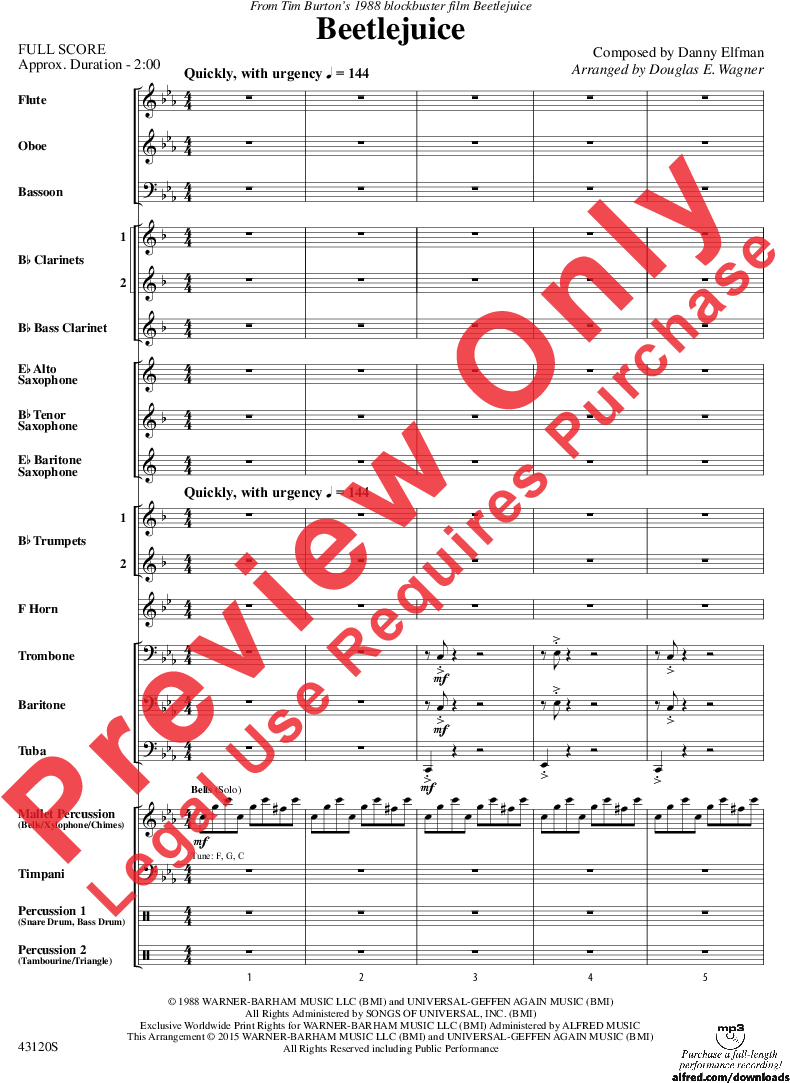 Click To Expand Beetlejuice Thumbnail - Haggstrom Sheet Music Bells Clipart (864x1152), Png Download