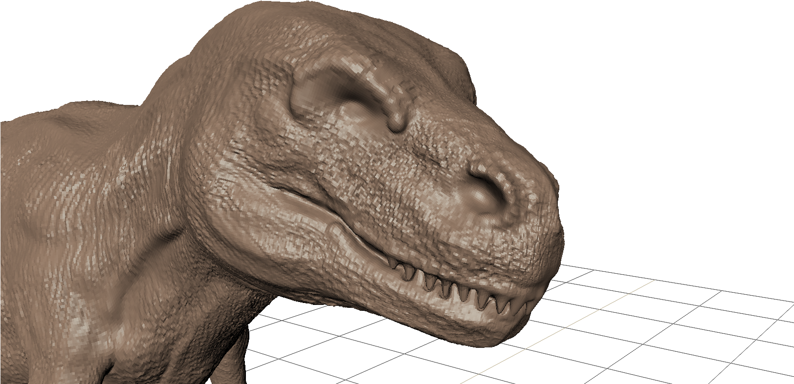 Close Up Look Of The Head Of The T-rex Model - T Rex Head Mudbox Clipart (1623x828), Png Download
