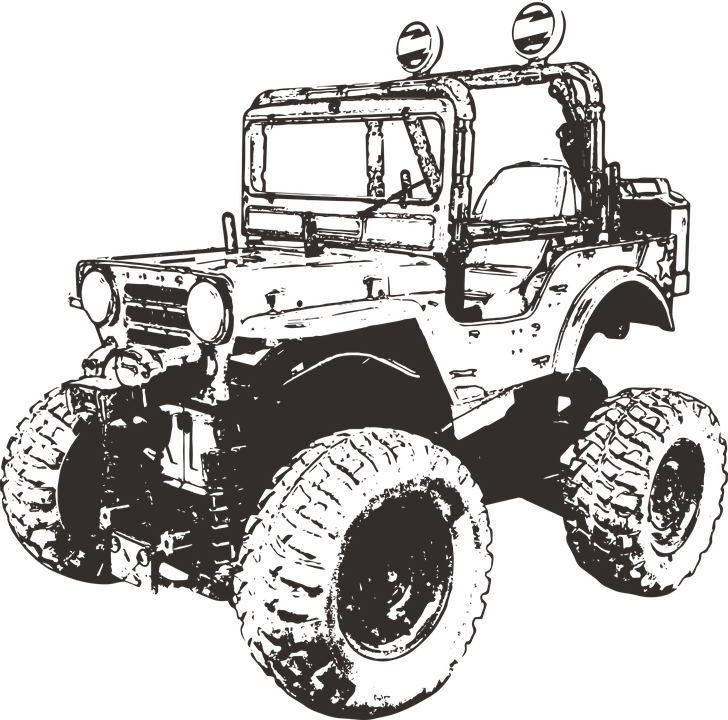 Four-wheeler Automotive Old Car Outdoors Jeep - Four-wheel Drive Clipart (728x720), Png Download