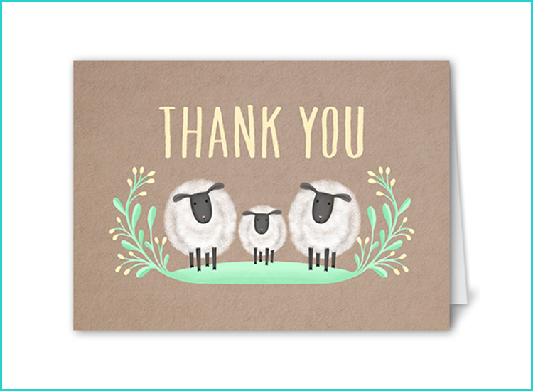 Baby Shower Thank You Wording Transparent Background - Sheep Thank You Cards Clipart (750x550), Png Download