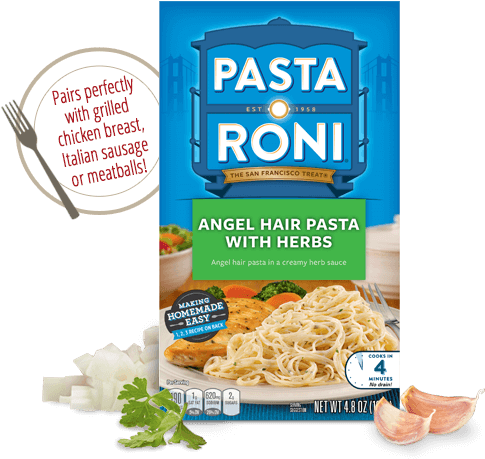 Angel Hair Pasta & Herbs - Pasta Roni Angel Hair Pasta With Herbs Clipart (601x547), Png Download