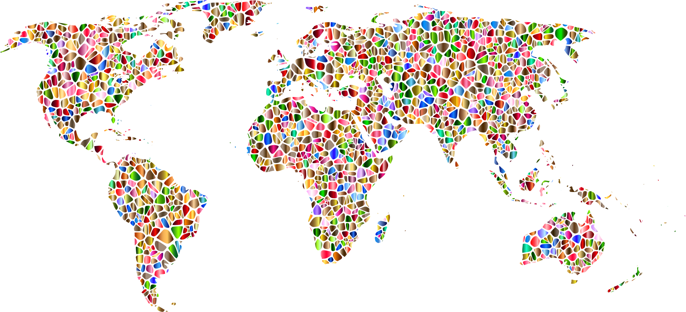 This Free Icons Png Design Of Polychromatic Tiled World - World Map No Background Clipart (2347x1068), Png Download