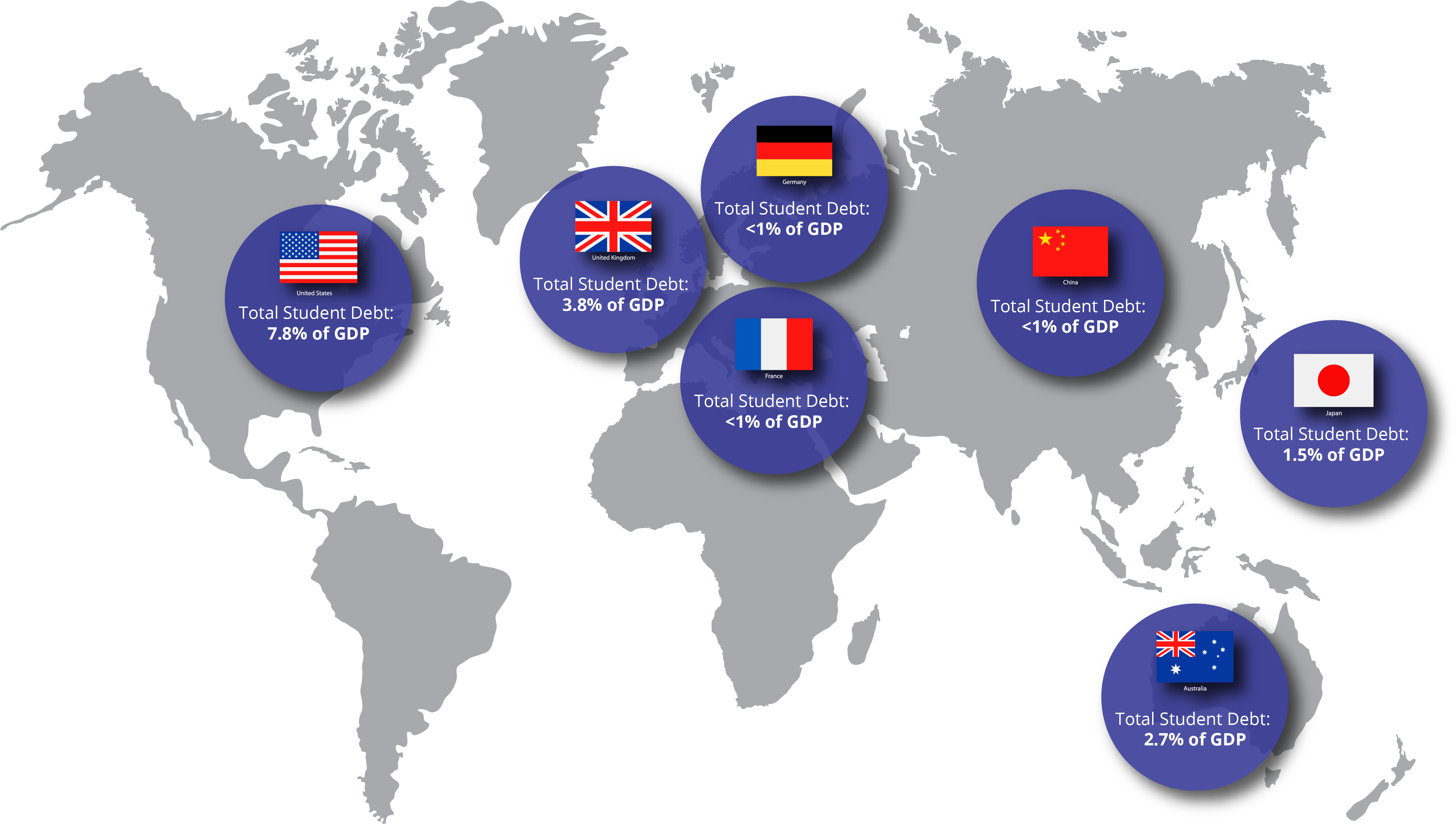 World Map Student Debt Levels-01 - Student Debt World Map Clipart (4650x2788), Png Download